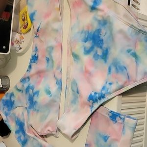 Size L Romwe two piece one shoulder swim suit